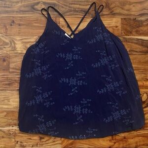 Maurices Navy Embroidered V-Neck Strappy Camisole